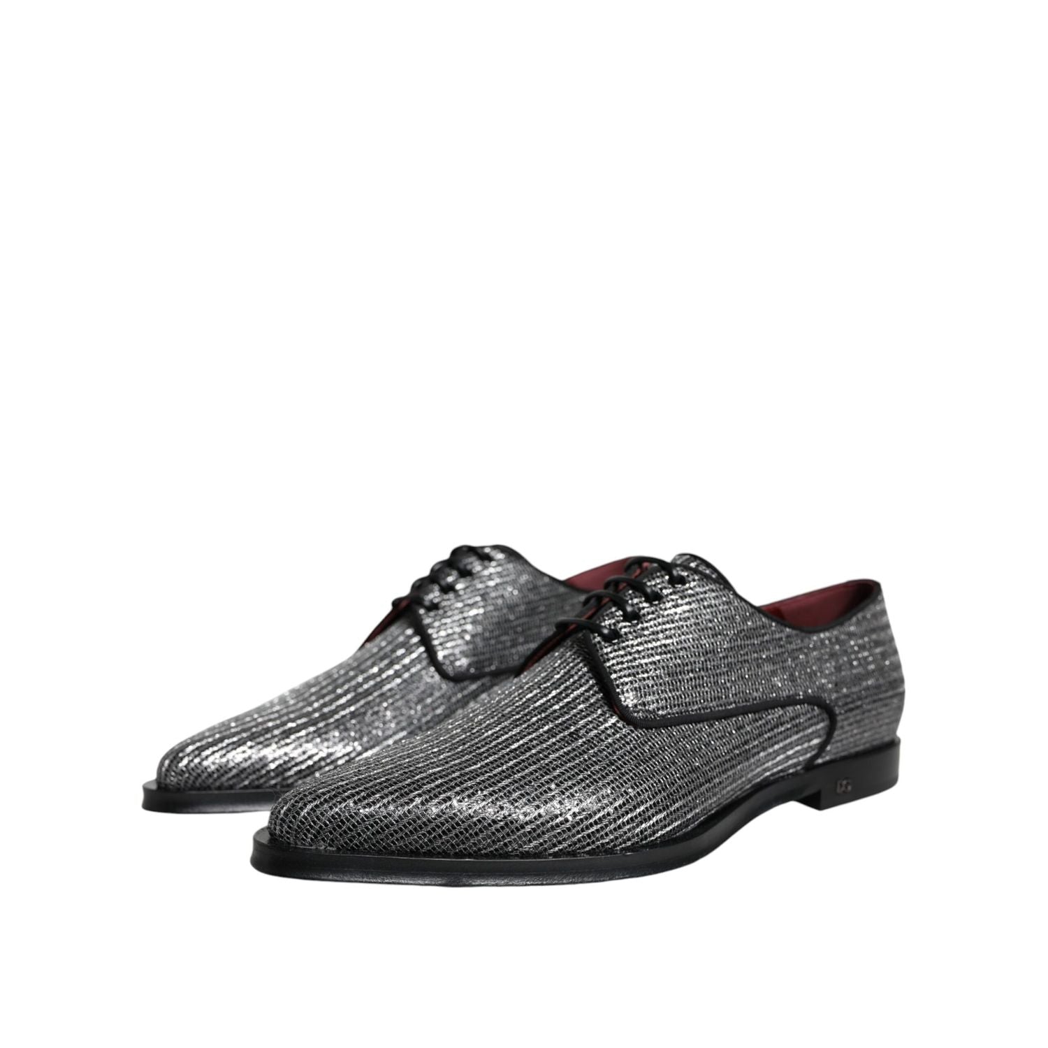 Dolce & Gabbana Silver Polyurethane Derby Formal Dress Shoes