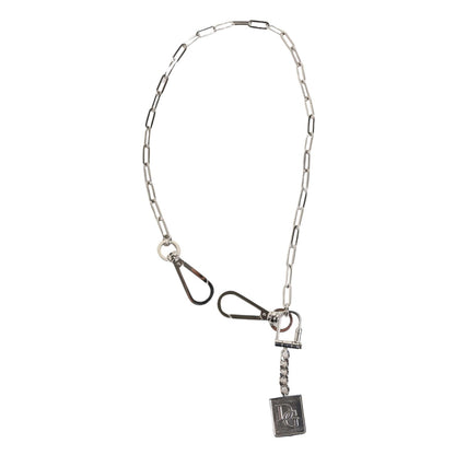 Dolce & Gabbana Silver Tone Metal Chain DG Logo Pendant Men Necklace