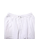 Dolce & Gabbana White Cotton Cargo Trousers Logo Patch Pants featuring elastic drawstring waist and utility pockets.