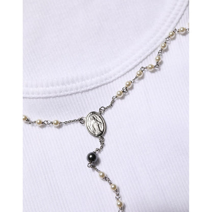 Dolce & Gabbana White Cotton Chain Necklace Tank Top T-shirt