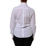 Back view of Dolce & Gabbana White Cotton Collared Buttoned Dress Shirt Top, showcasing the elegant silhouette and tailored fit.