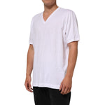 Dolce & Gabbana White Cotton V-Neck Short Sleeves T-shirt for men, breathable and versatile outfit.