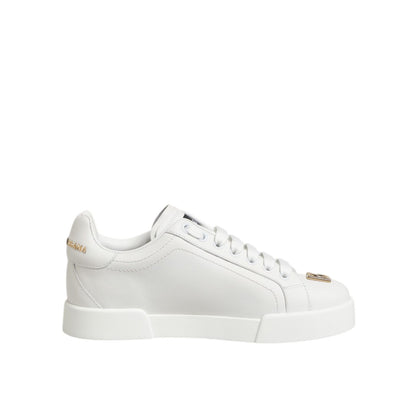 Dolce & Gabbana White DG Leather Low Top Sneakers Shoes