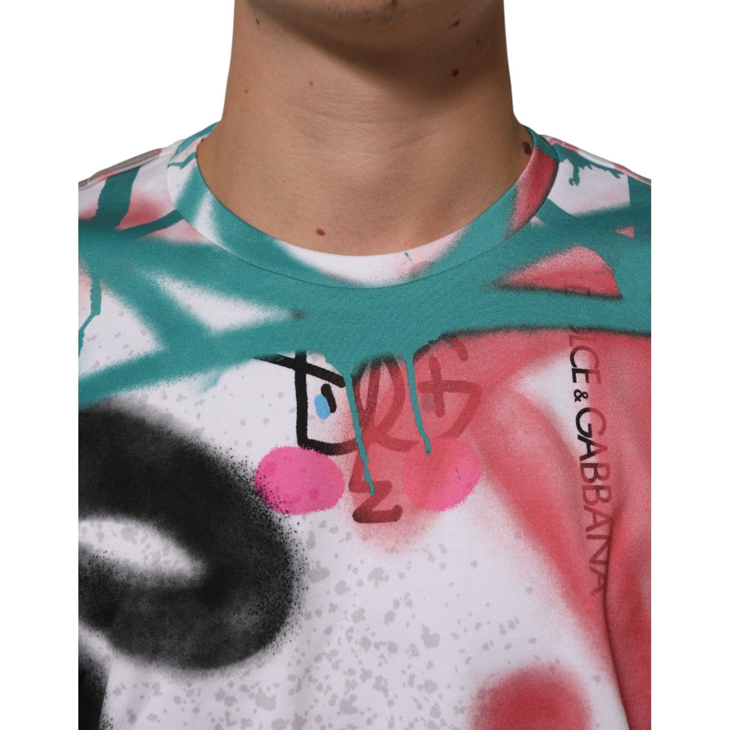 Dolce & Gabbana White Graffiti Crew Neck Short Sleeves T-shirt