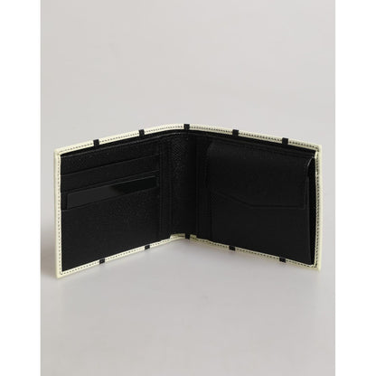 Dolce & Gabbana White Leather DG Crown Royals Bifold Card Holder Wallet