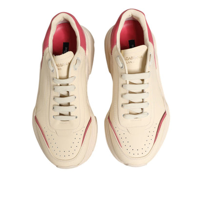 Dolce & Gabbana White Pink Leather Daymaster Sneakers Shoes
