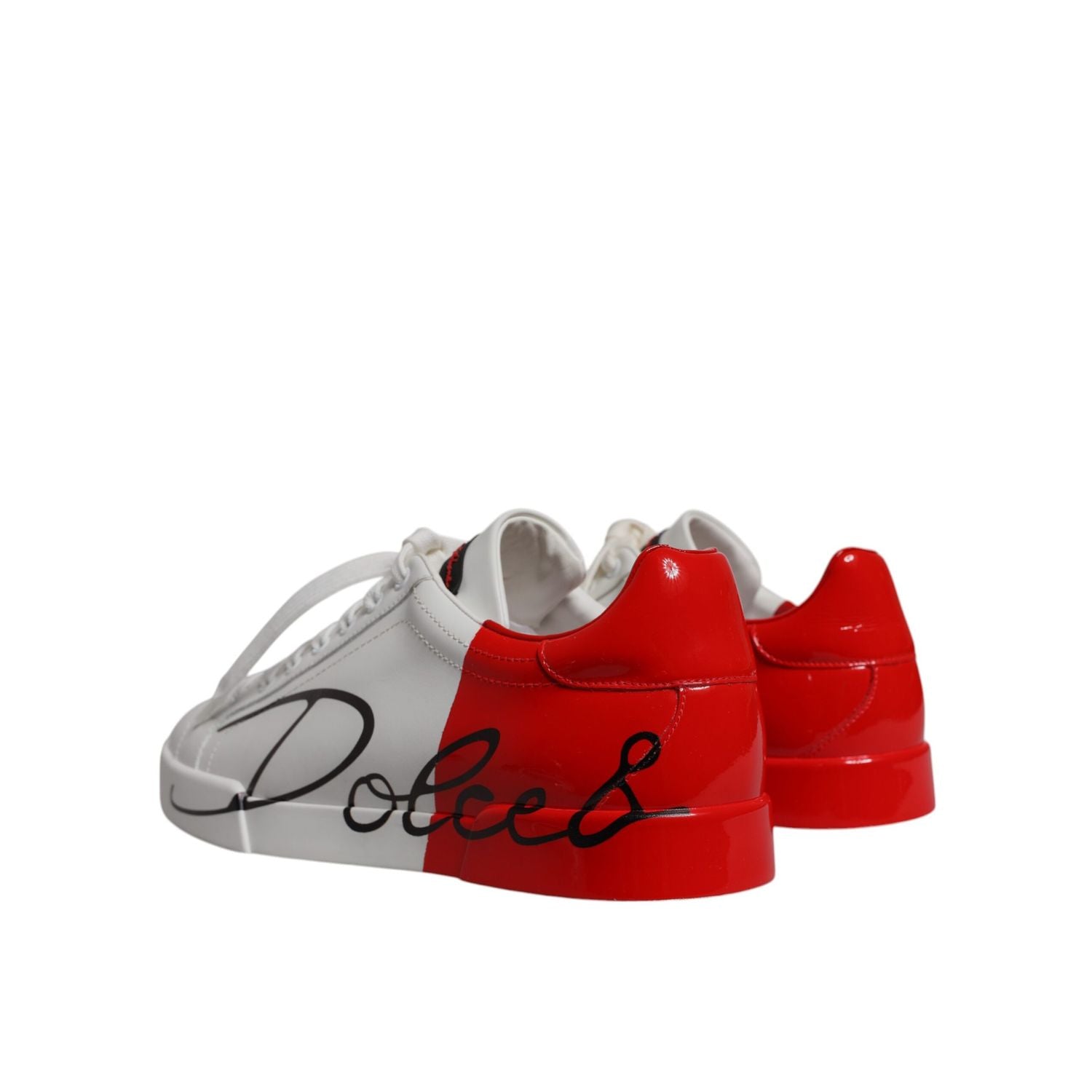 Dolce & Gabbana White Red Portofino Low Top Men Sneakers Shoes