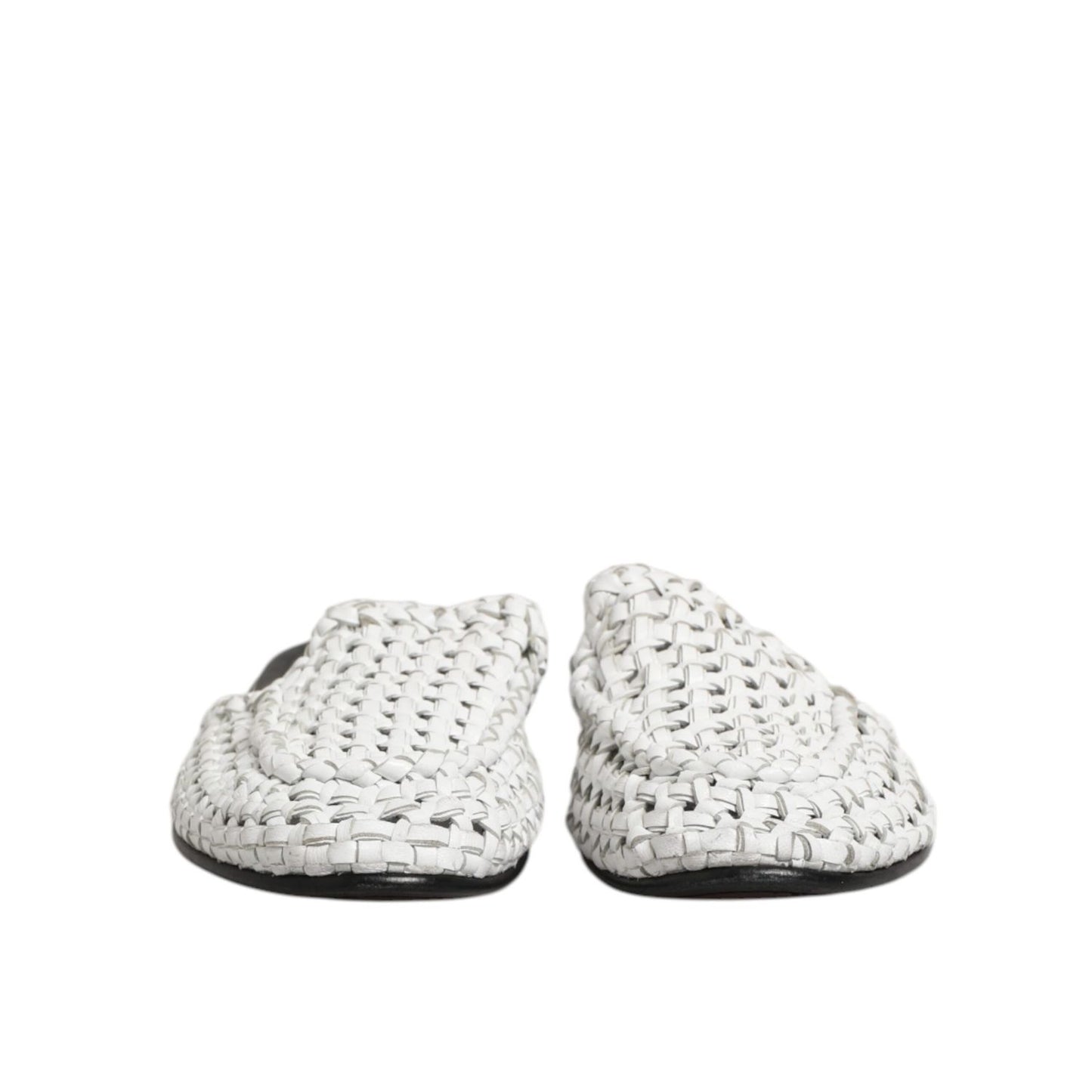Dolce & Gabbana White Woven Slides MULES Men Sandals Shoes