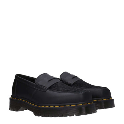 Dr. Martens Black Leather Slip-On Loafers with rubber sole and square toe, casual style, mid heels, MPN UPENTONBEXSQPNY31303001
