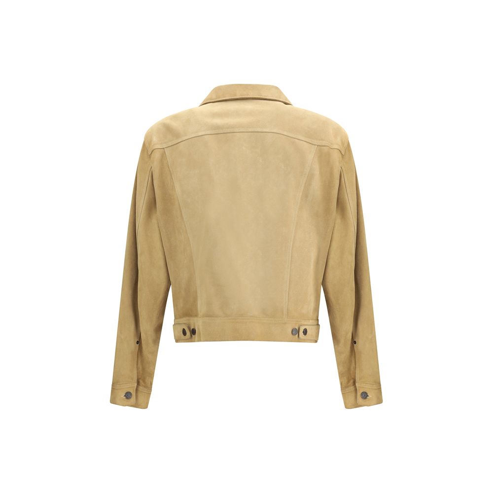Dsquared² Beige Leather Denim Jacket