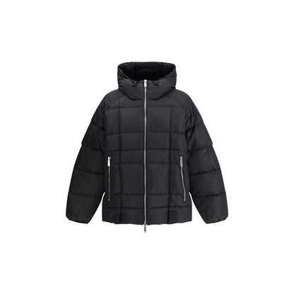 Dsquared² Black Polyamide Coat with quilted design and wrap-around hood for winter protection and style.