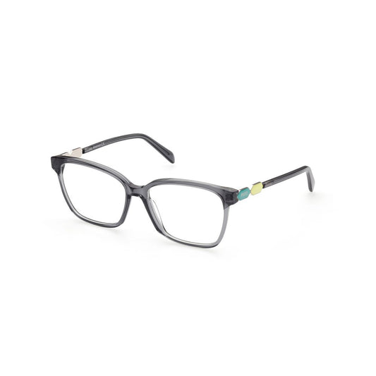 Emilio Pucci Gray Acetate Frames with emerald accents, model EP5185-55020, measures 55/15/140mm, chic women's eyewear.