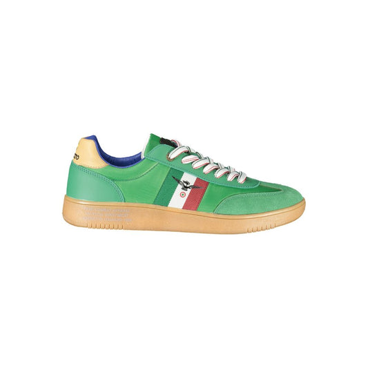 Esercito 1659 Green Leather Men Sneaker with contrasting details and iconic logo displayed on sleek green design.