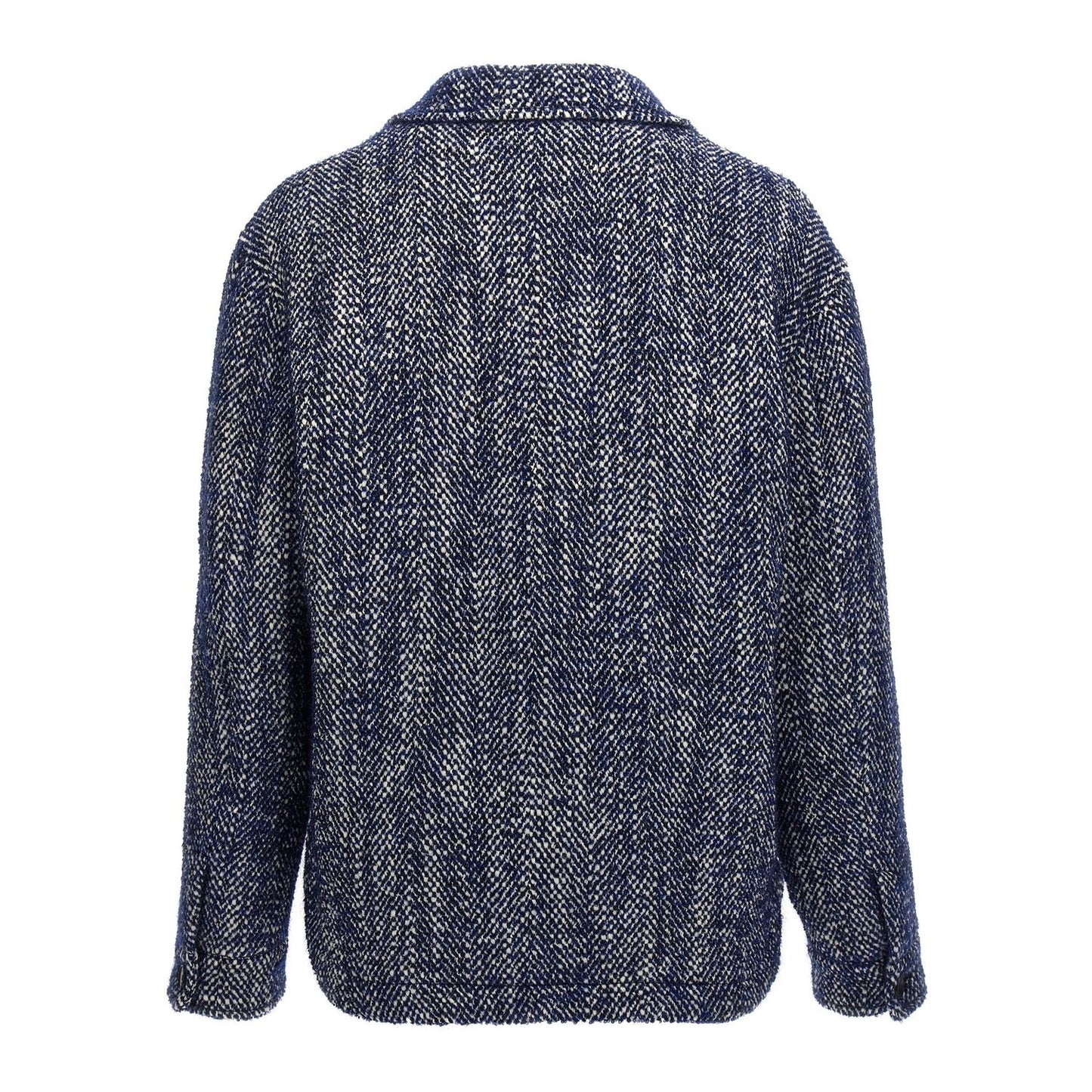 Etro Blue Wool Full-Length Jacket