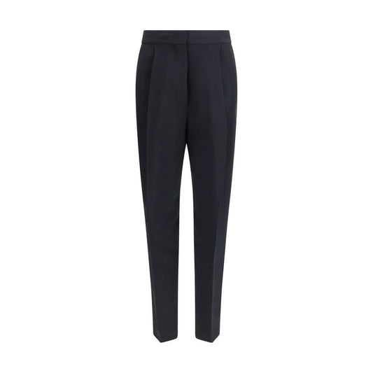 Fabiana Filippi Black Acetate Casual Pants with front darts, straight leg, side welt pockets, and front zipper. Comfortable and versatile design.
