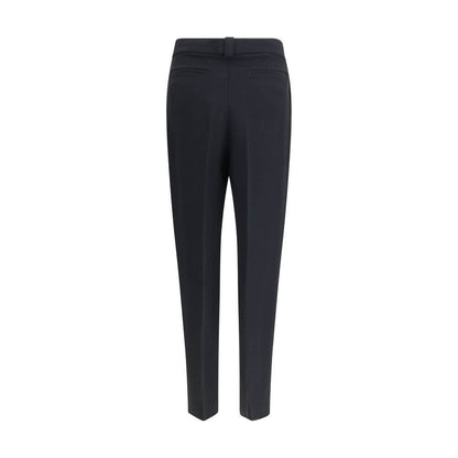 Fabiana Filippi Black Acetate Casual Pants with straight leg and front darts, featuring side and back pockets, zipper closure.
