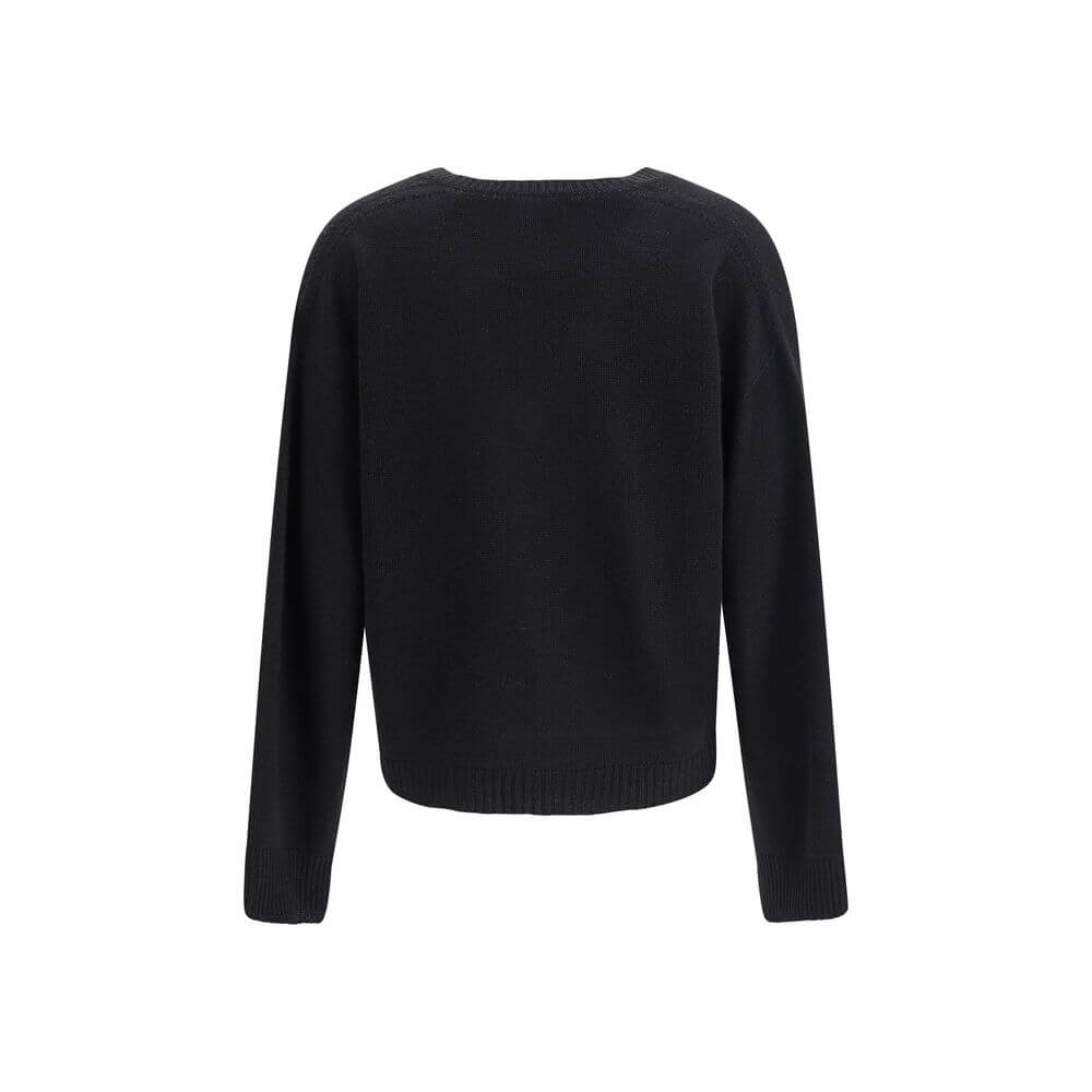 Fabiana Filippi Black Cashmere Cashmere Sweater showing back view with ribbed hem, emphasizing its elegant design for AW25.