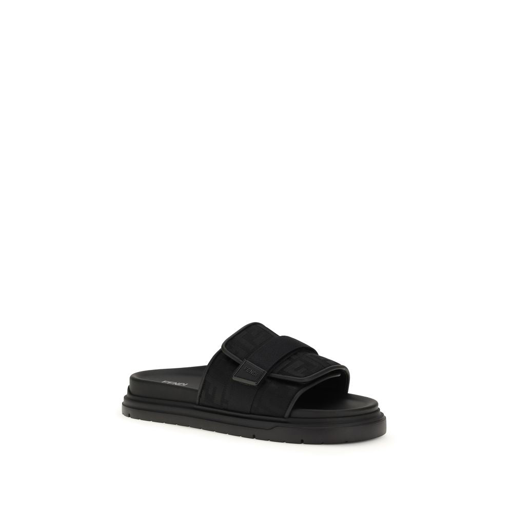 Fendi Black Polyamide Sandals 1728,72470364320,Black,EU39/US6,EU40/US7,Fendi,Men,New with tags,Sandals - Shoes,Shoes