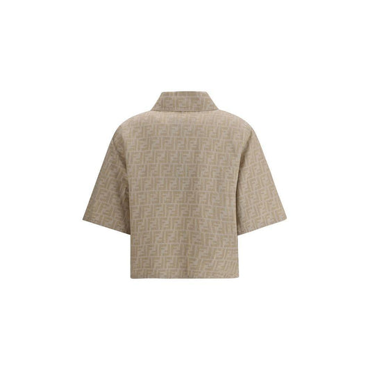 Fendi Chambray cropped Jacket 1728,72470364320,Beige,Clothing,Fendi,IT40 | M,Jackets & Coats - Women - Clothing,New with tags,Women,Women - Clothing Fendi FE-FLF790ASMFF1SAZ-IT40 | M