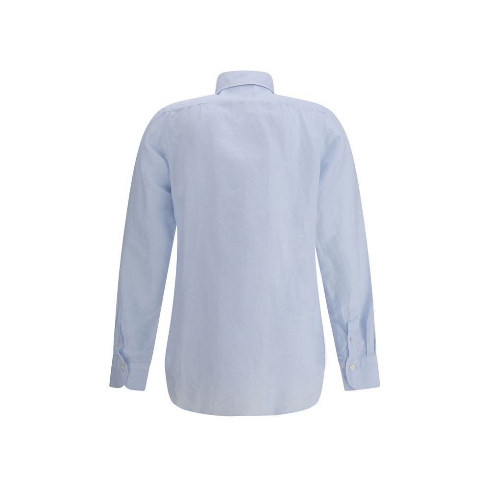 Finamore Light Blue Linen Dress Shirt