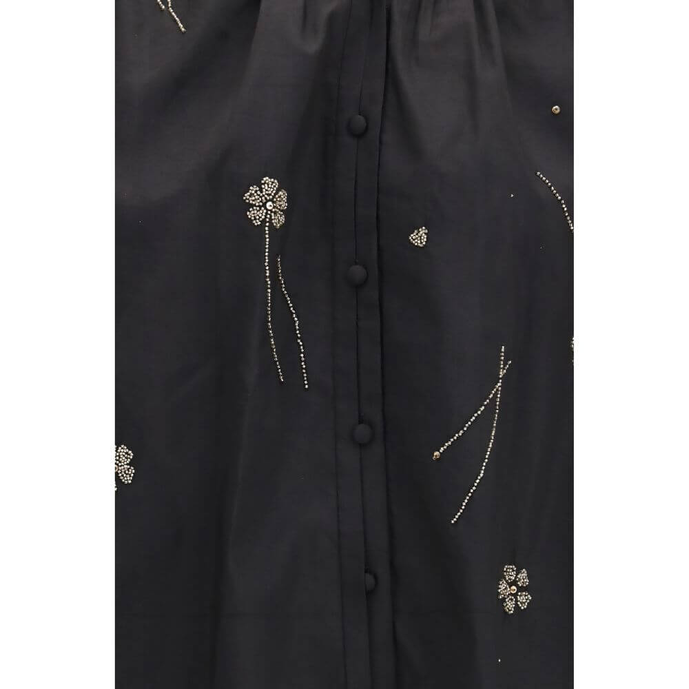 Forte_Forte Black Cotton Pattern Shirt