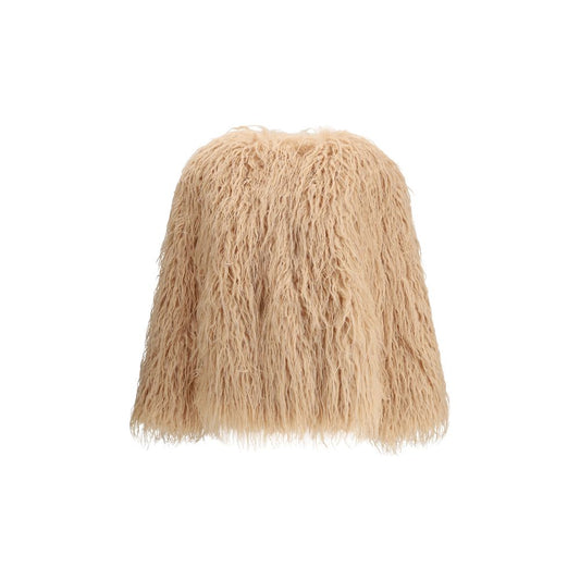 Forte_Forte Multicolor Polyester Clothing eco mongolia fur jacket with front snap closure and side welt pockets, AW25 season.