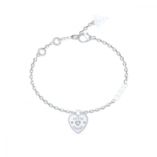 GUESS JEWELS JEWELRY Mod. JUBB05057JWRHS heart charm bracelet with silver chain
