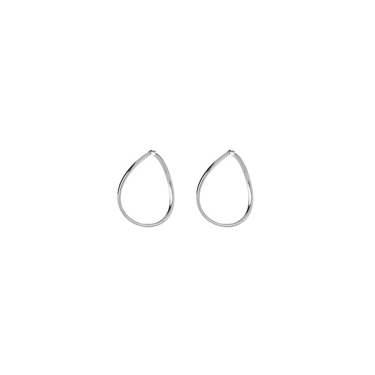 GUESS JEWELS JEWELRY Mod. JUBE04197JWRHT-U silver teardrop earrings on white background.