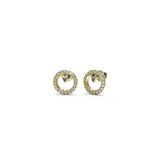 GUESS JEWELS JEWELRY Mod. JUBE04655JWYGT-U gold circular earrings with clear stones