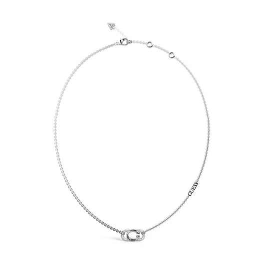 GUESS JEWELS JEWELRY Mod. JUBN04509JWRHT-U silver necklace with GUESS charm and elegant design.