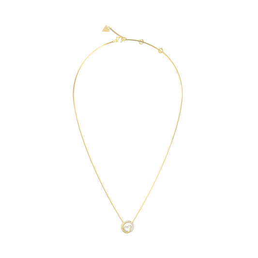GUESS JEWELS JEWELRY Mod. JUBN05526JWYGT-U gold necklace with elegant pendant on white background