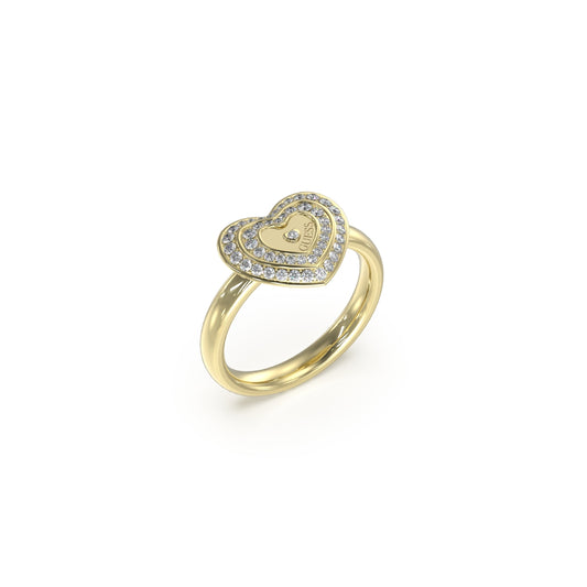 GUESS JEWELS JEWELRY Mod. JUBR04034JWYG52 gold heart ring with crystals
