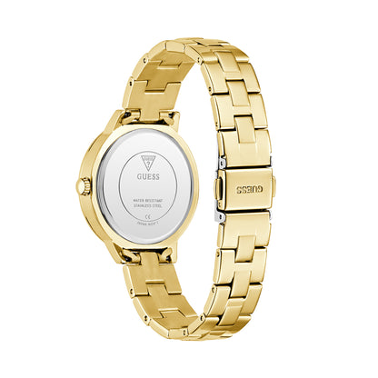 GUESS Mod. G LACE gold watch back view with stainless steel bracelet
