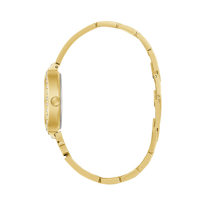 Side view of GUESS Mod. GISELLE gold watch with elegant band design