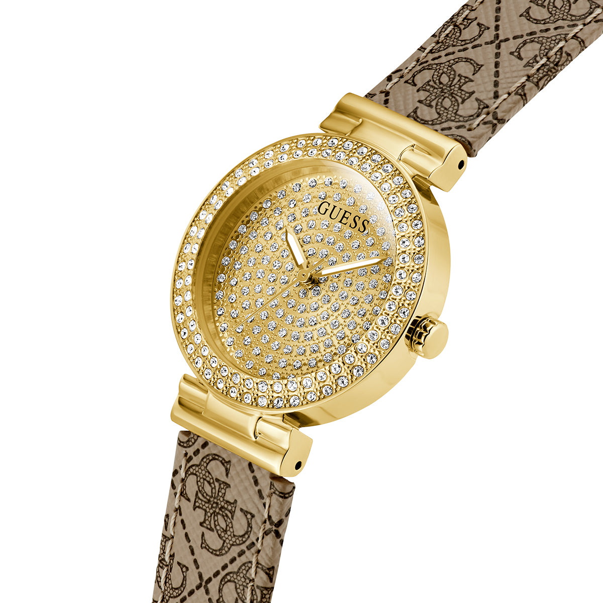 GUESS Mod. IVY 32 luxury watch with gold-tone case and crystal embellishments.