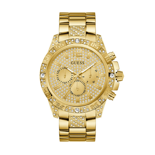 GUESS Mod. MAJESTIC gold watch with diamond accents and sleek design.