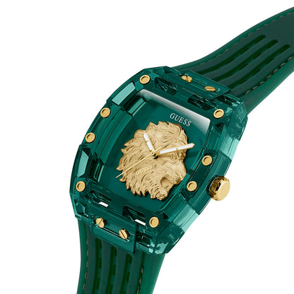 GUESS Mod. PHOENIX green and gold watch with lion design on face