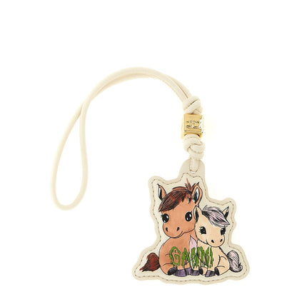 Ganni Beige Leather Keychain