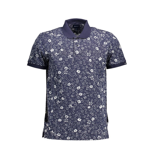 Alt Tag: Gant Blue Cotton Men Polo Shirt with floral print design, offering a blend of classic elegance and modern style.