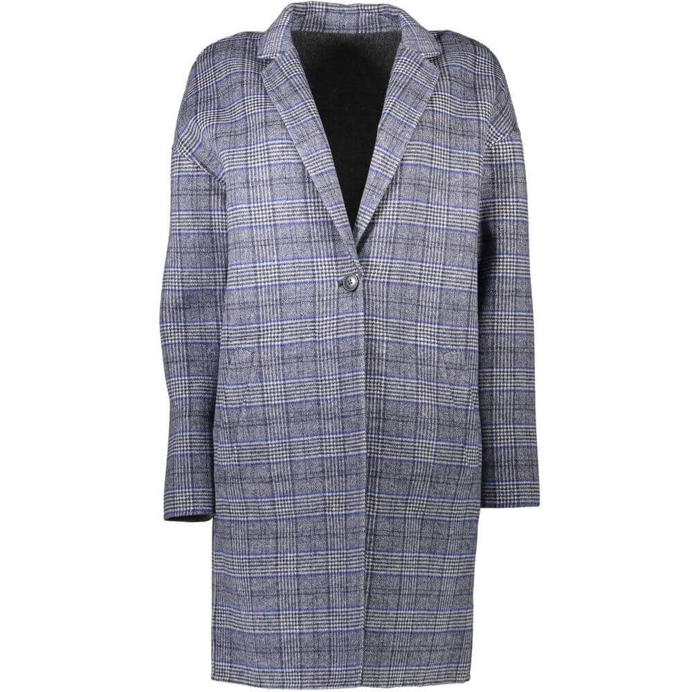 Gant Gray Wool Jackets & Coat reversible with long sleeves, checkered pattern, 2 external and 2 internal pockets, 1 button closure.