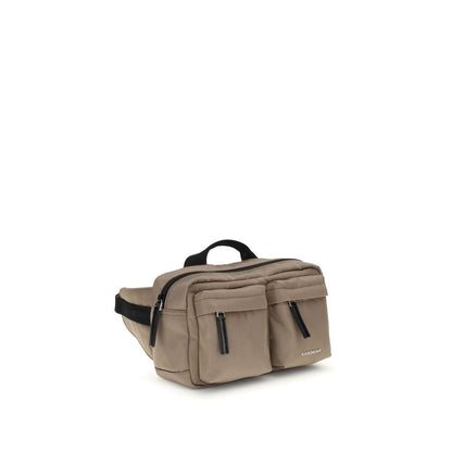 Givenchy Beige Polyamide Handbag with multiple pockets and adjustable strap, showcasing stylish urban design and silver accents.