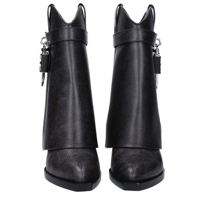 Givenchy Black Leather Ankle Boots with wedge heel and vintage effect