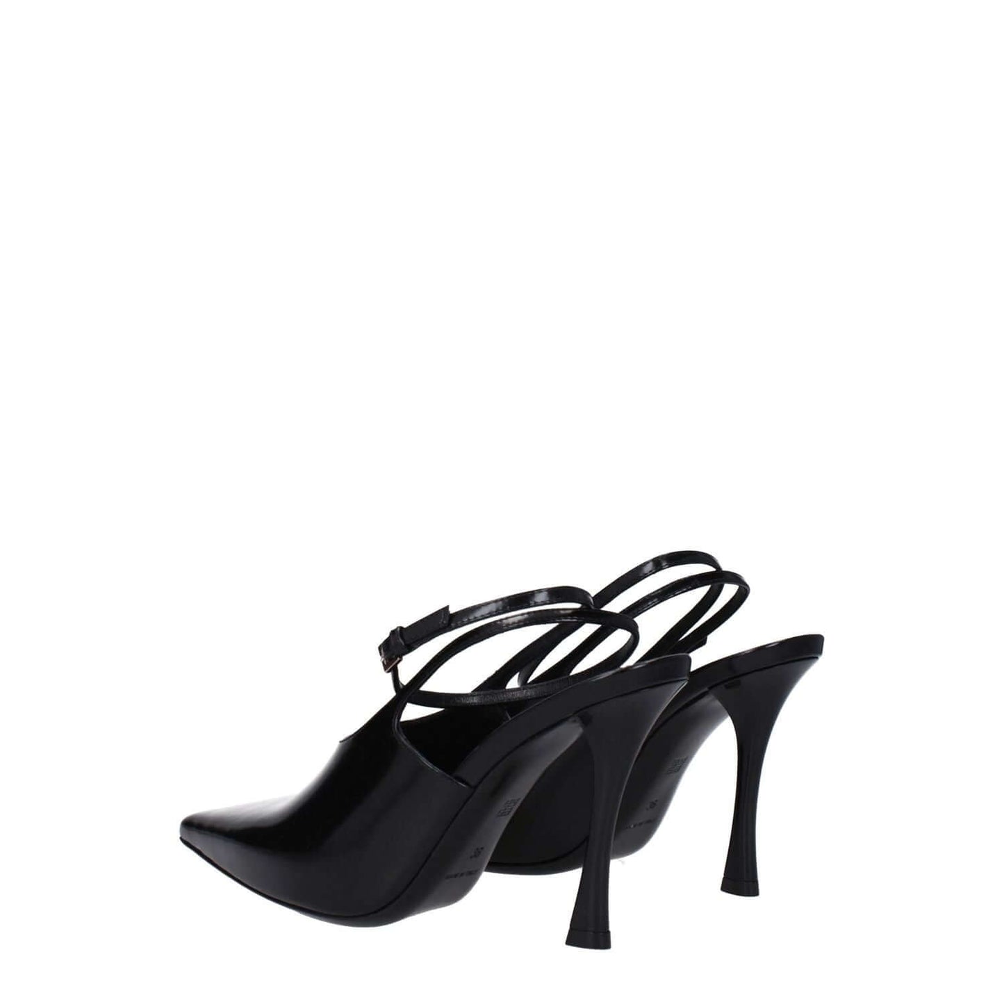 Givenchy Black Leather High Heel Pumps with buckle closure, pointy toe, and 9.5 cm heel, showcasing stylish elegance.