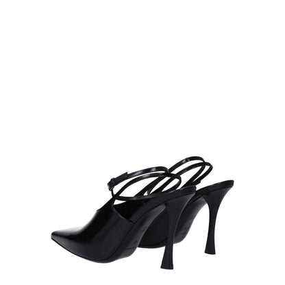 Givenchy Black Leather High Heel Pumps with buckle closure, pointy toe, and 9.5 cm heel, showcasing stylish elegance.