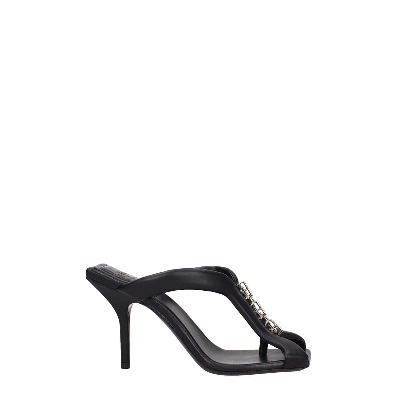 Givenchy Black Leather Stiletto Heel Sandals