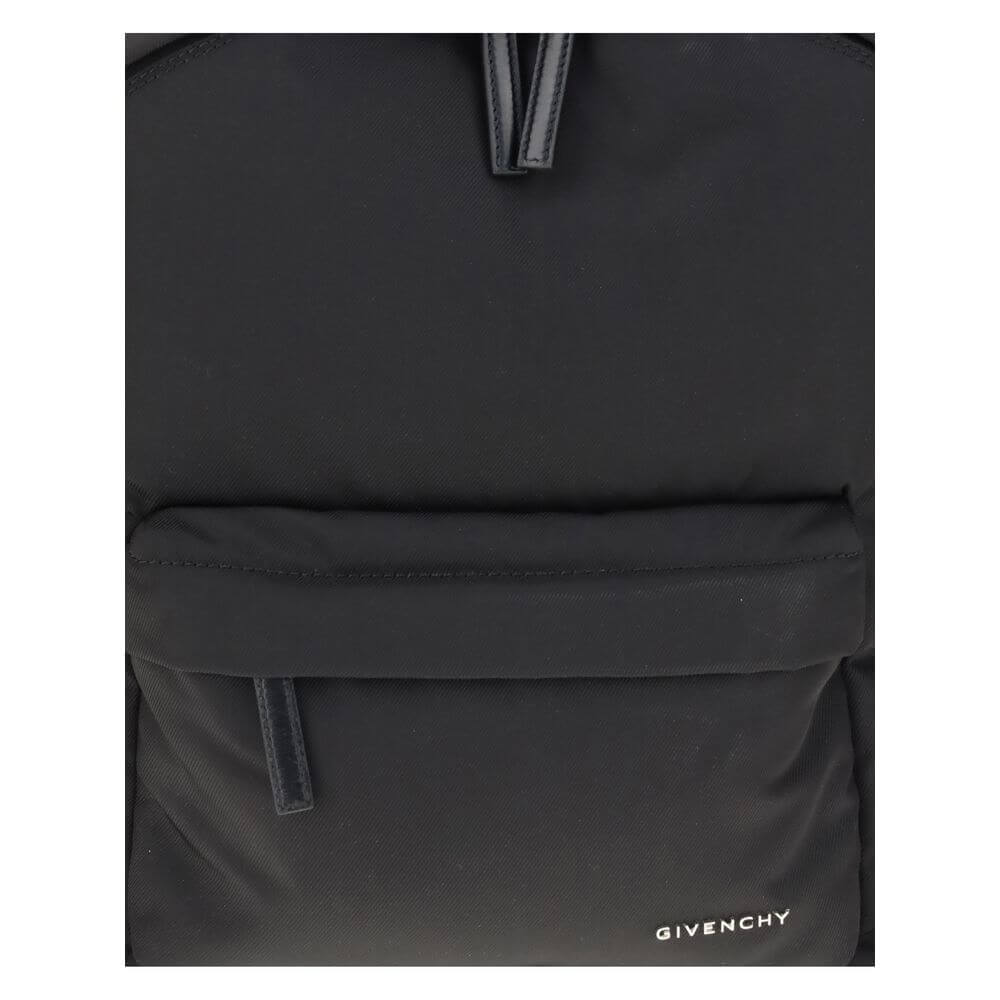 Givenchy Black Polyamide Backpack with logo and zippered front pocket