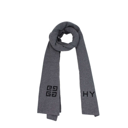 Givenchy Gray Wool Scarf with logo, crafted from 70% wool and 30% cashmere in wolf grey, style casual, MPN BP007RP0H7097.