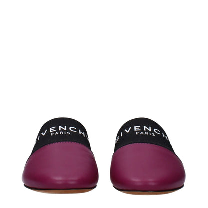 Givenchy Purple Leather Slippers with front logo, round toe, casual style, leather sole, low heel. MPN BE2002E01H510.