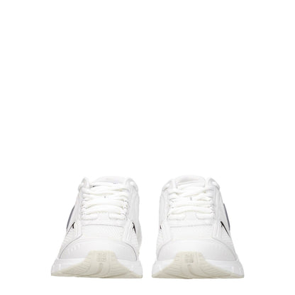 Givenchy White Fabric Athletic Sneakers with logo, lace-up closure, rubber sole, and round toe design.
