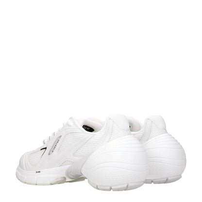 Back view of Givenchy White Fabric Athletic Sneakers with lace-up closure, rubber sole, and mid-heel design featuring front and side logos.